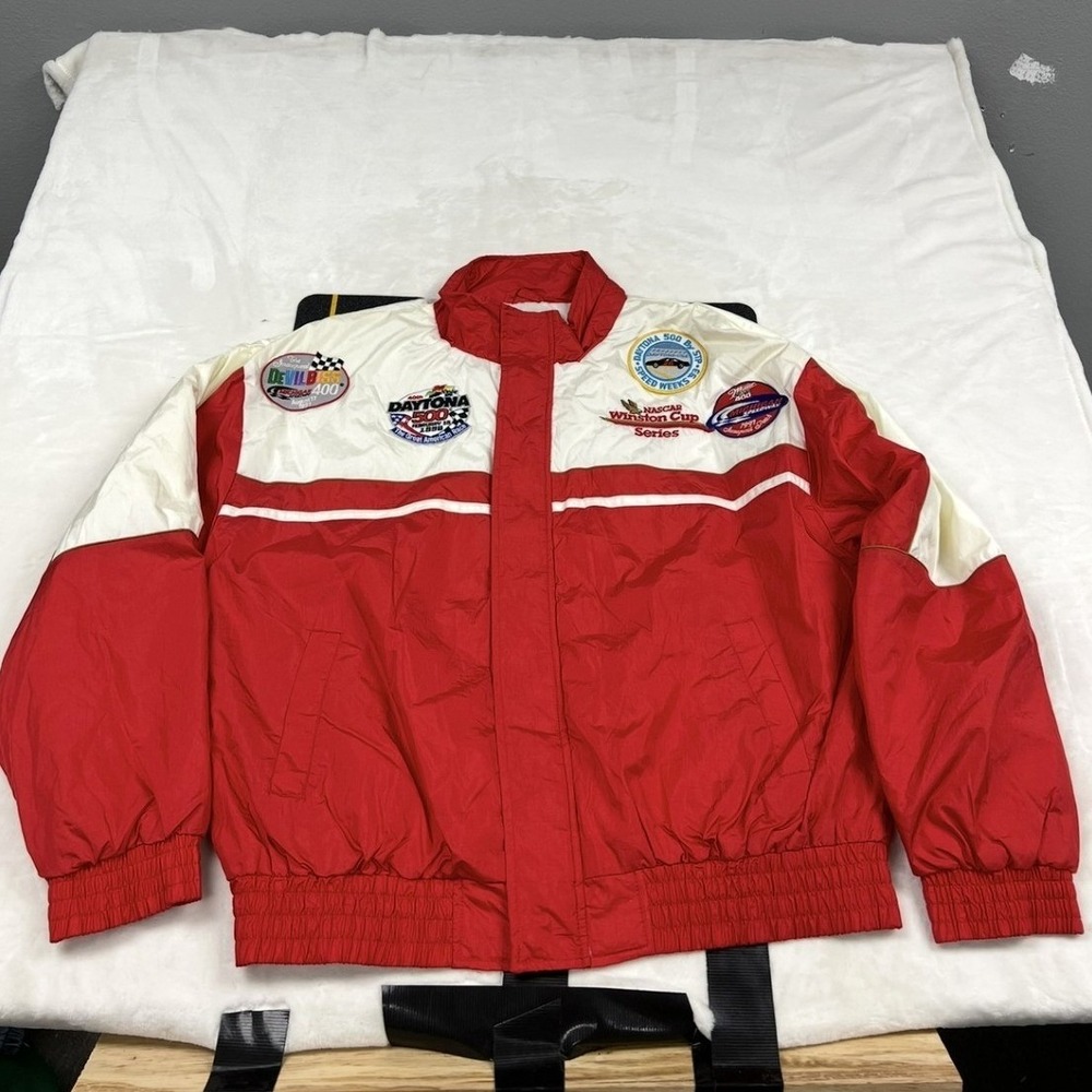 Chase NASCAR Jacket Mens Large Red Winston Cup Series Vintage 90s Racing Bomber